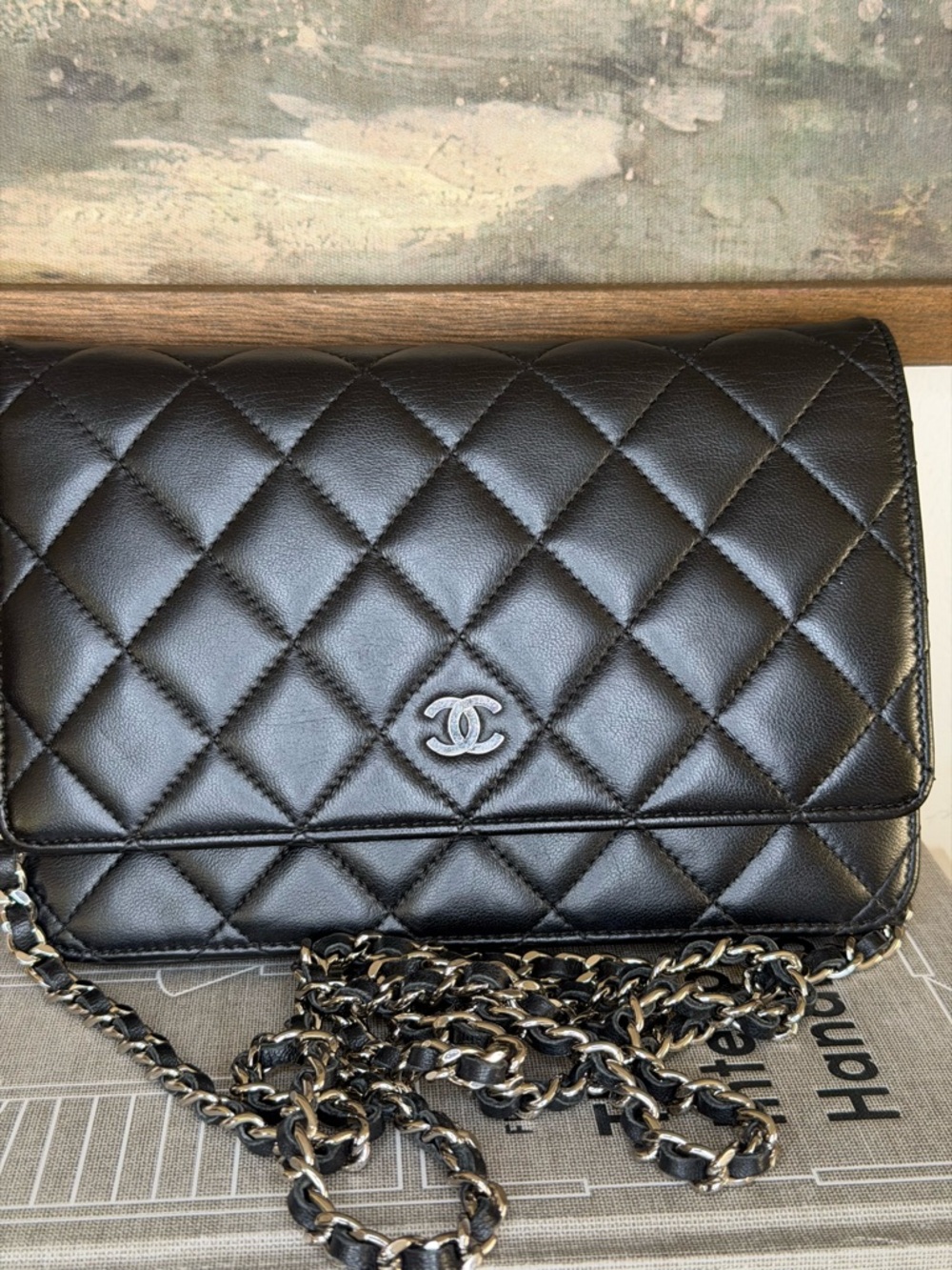 CHANEL Black Quilted Lambskin Crossbody with Silver Chain - Picture 2 of 12